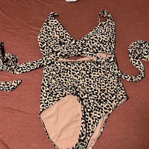 Aerie animal print one piece swimsuit. Wrap swimsuit. Never worn, tags are off